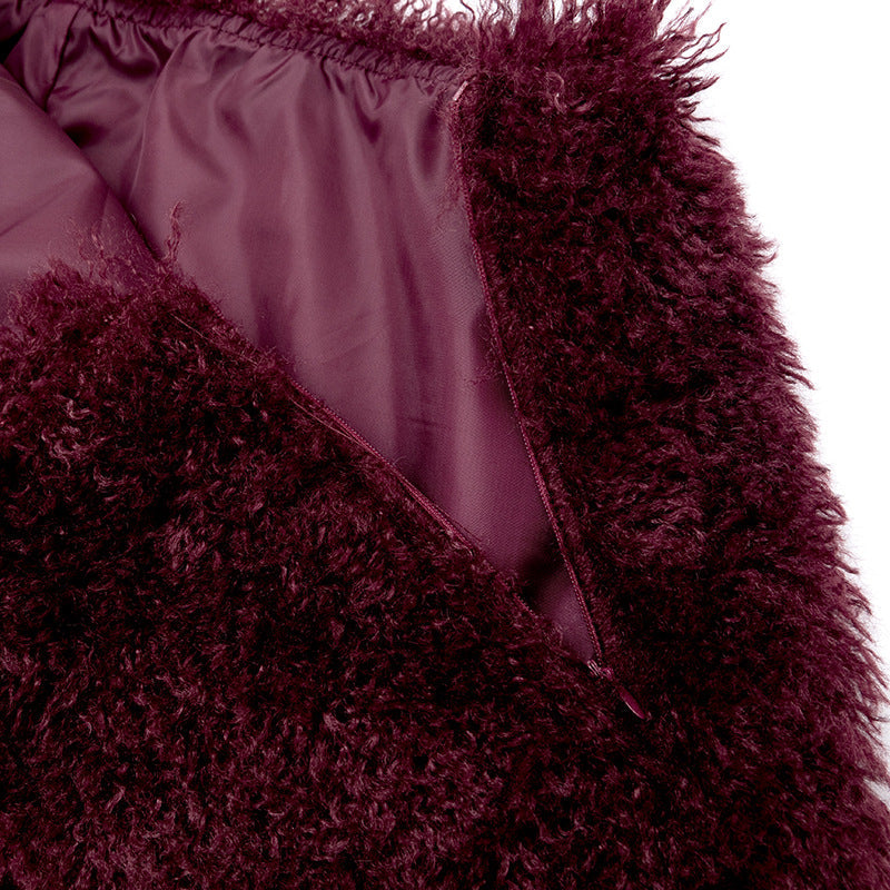 Hoodie backless self tie fluffy mini skirt set | Festival Outfits Women