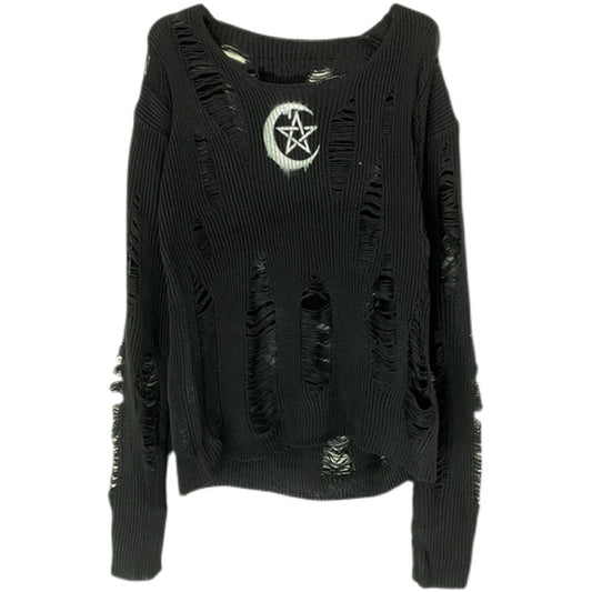 Long sleeve hollow out knitted round neck cut out top | Festival Outfits Women