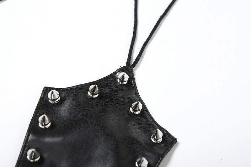 PU leather rivet self tie halter top | Festival Outfits Women