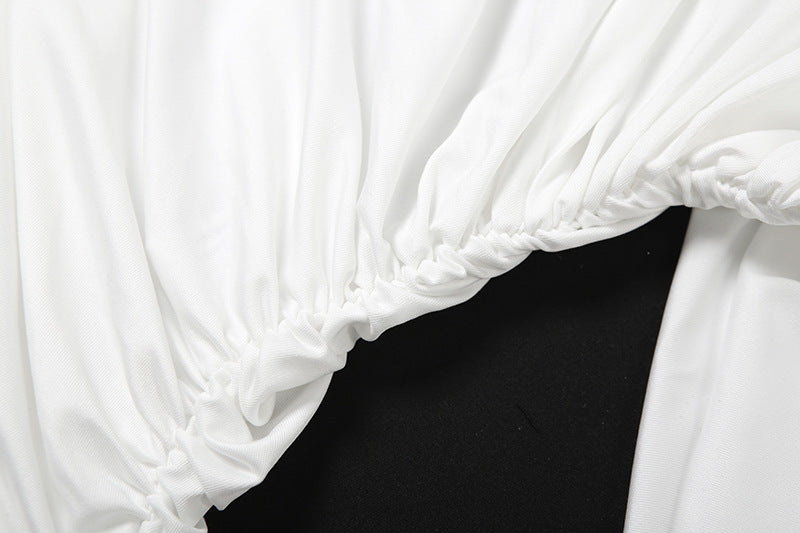 High neck ruched solid maxi skirt set | Festival Outfits Women