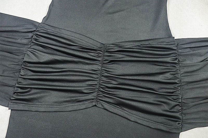 Halter ruched backless o ring maxi dress | Festival Outfits Women