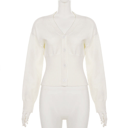 Long sleeve v neck button knitted top | Festival Outfits Women