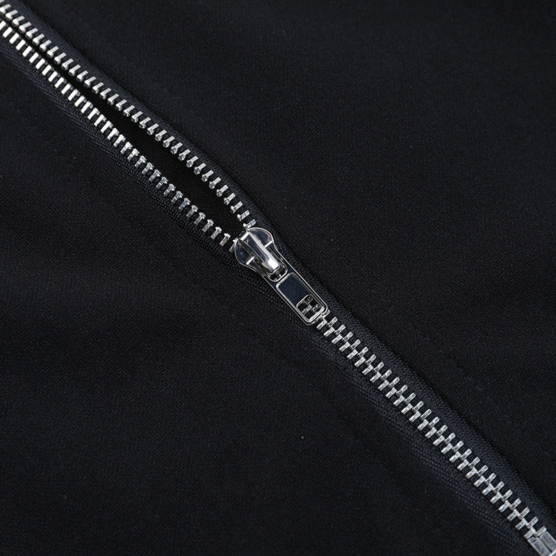 Metal chain zip-up bone pattern buckle cami top | Festival Outfits Women