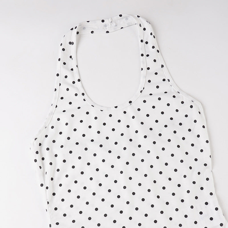 Long sleeve polka dot halter 2 piece top | Festival Outfits Women