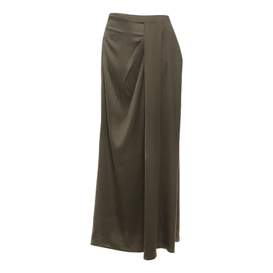 Irregular zip-up ruched solid maxi skirt | Festival Outfits Women
