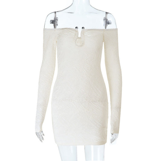 Long sleeve off shoulder textured mini dress | Festival Outfits Women