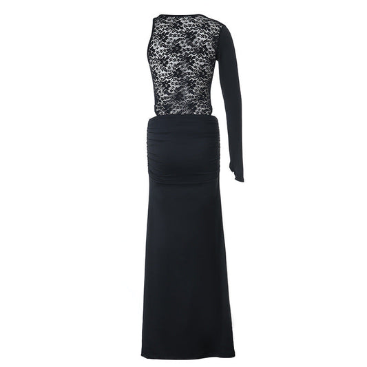 Long sleeve crewneck lace maxi skirt set | Festival Outfits Women