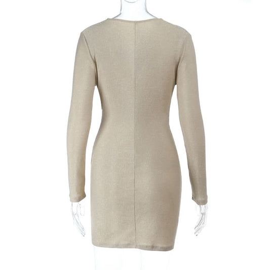 V neck ruched long sleeve mini dress | Festival Outfits Women