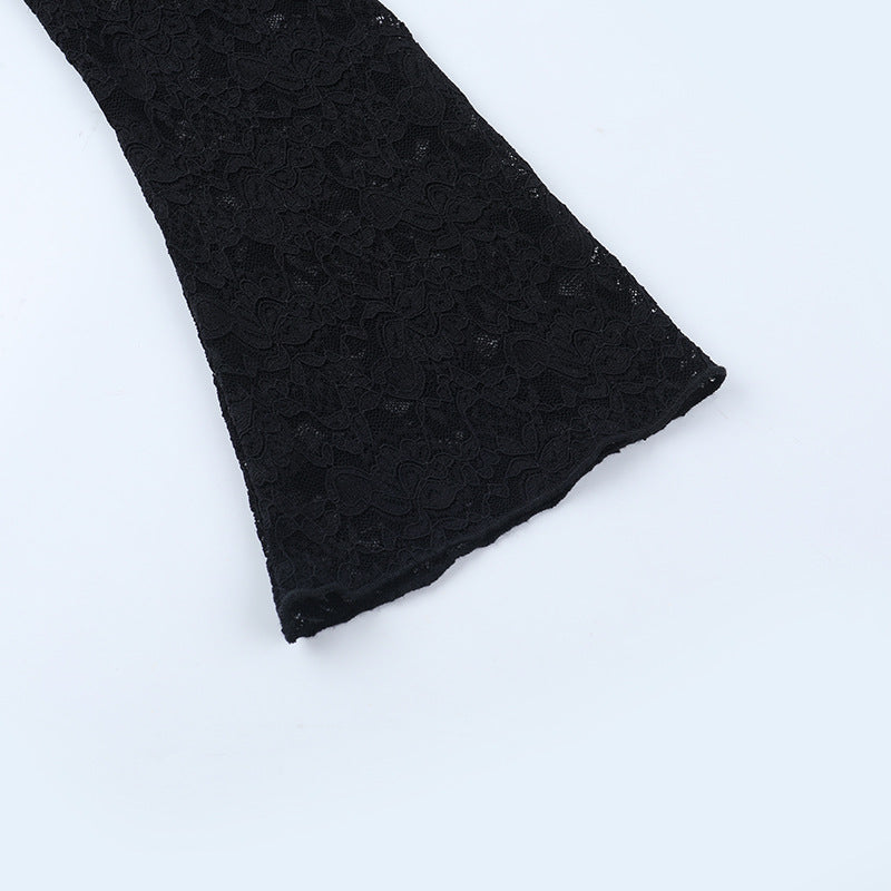 Long sleeve self tie lace crop top | Festival Outfits Women