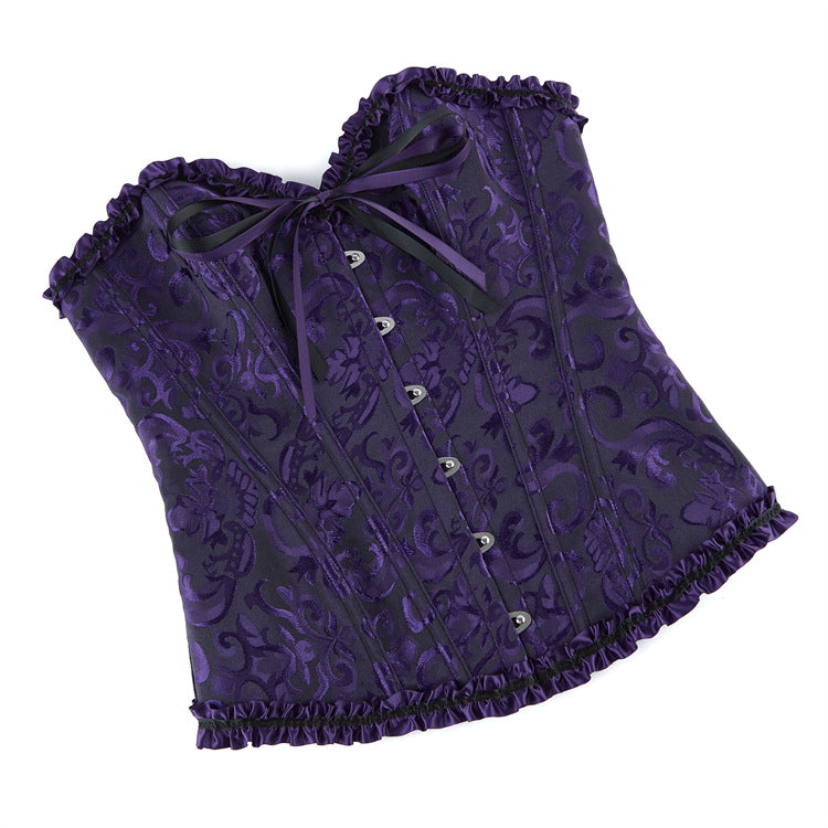 Sweetheart neck lace up corset button ruffle top | Festival Outfits Women