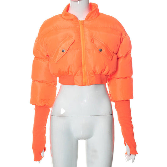 Long sleeve high neck zip-up pocket coat top | Festival Outfits Women