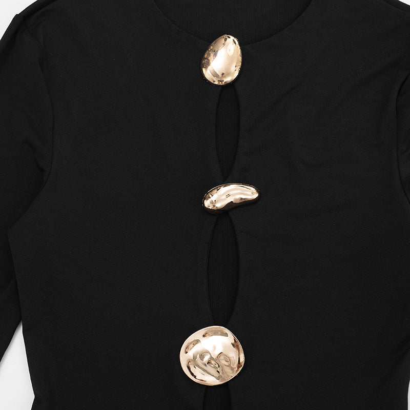 Long sleeve ruched hollow out cut out mini dress | Festival Outfits Women