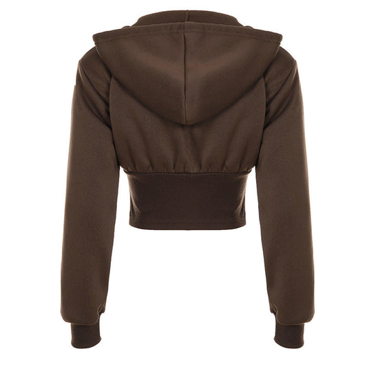 Hoodie long sleeve zip-up top | Festival Outfits Women