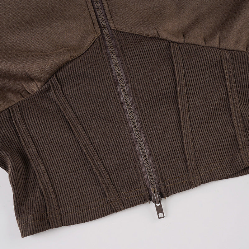 Hoodie long sleeve zip-up top | Festival Outfits Women