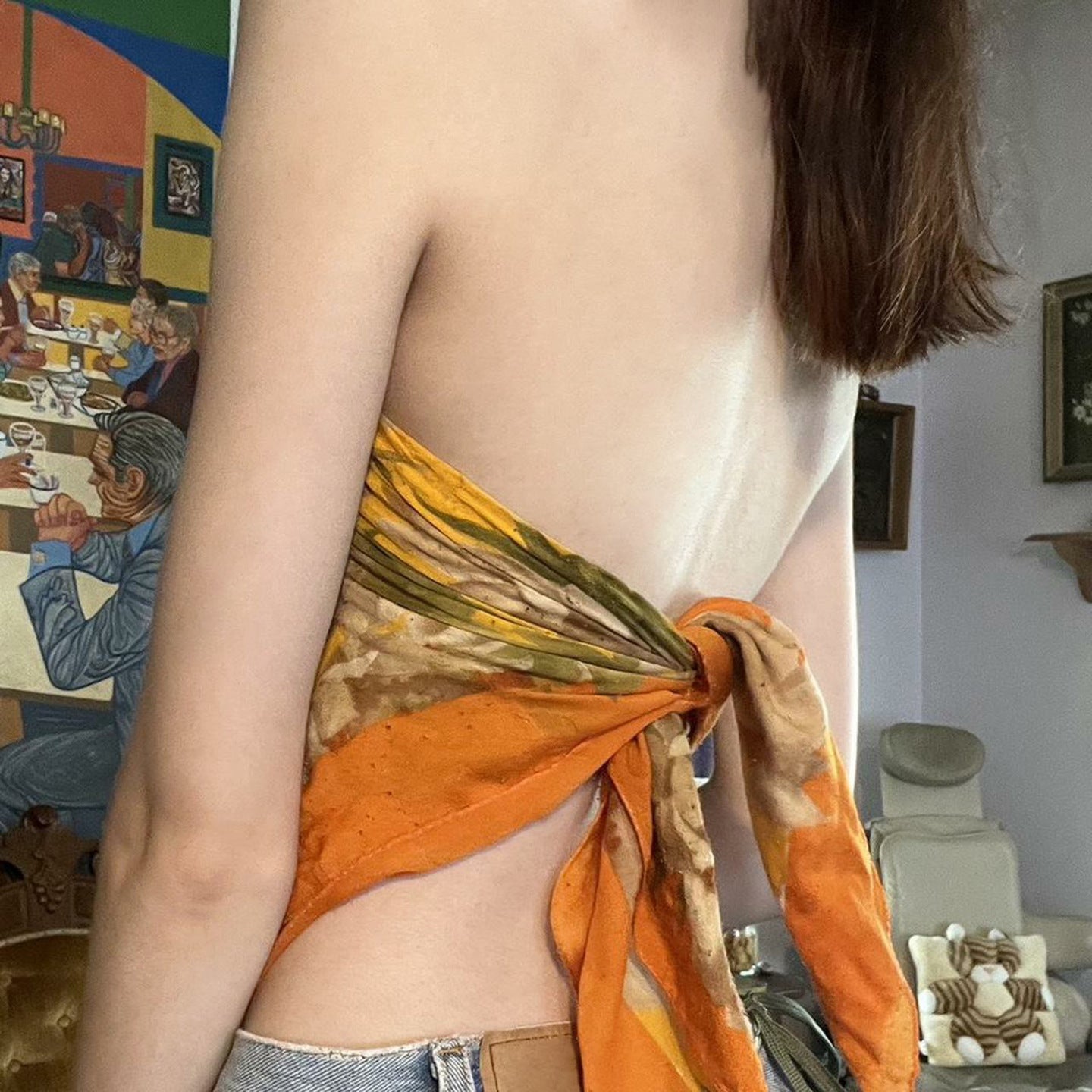 Flower print knotted tube top | Festival Outfits Women