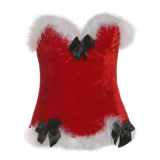 Sweetheart neck bowknot lace up feather top | Festival Outfits Women
