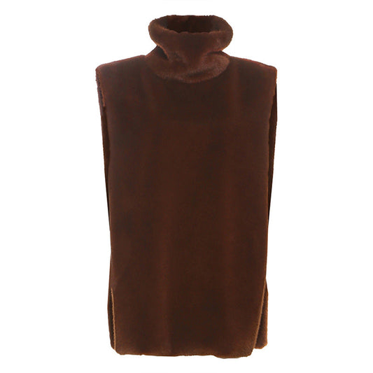 High neck sleeveless fluffy top | Festival Outfits Women
