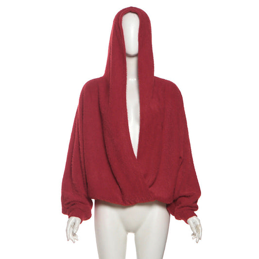 Long sleeve hoodie low cut top | Festival Outfits Women