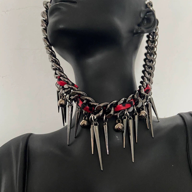Rivet pendant leopard print necklace | Festival Outfits Women