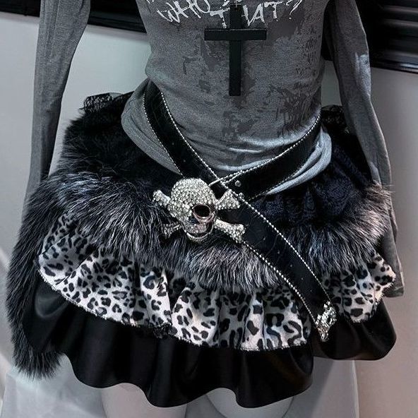 Off shoulder long sleeve fluffy letter print mini skirt set | Festival Outfits Women