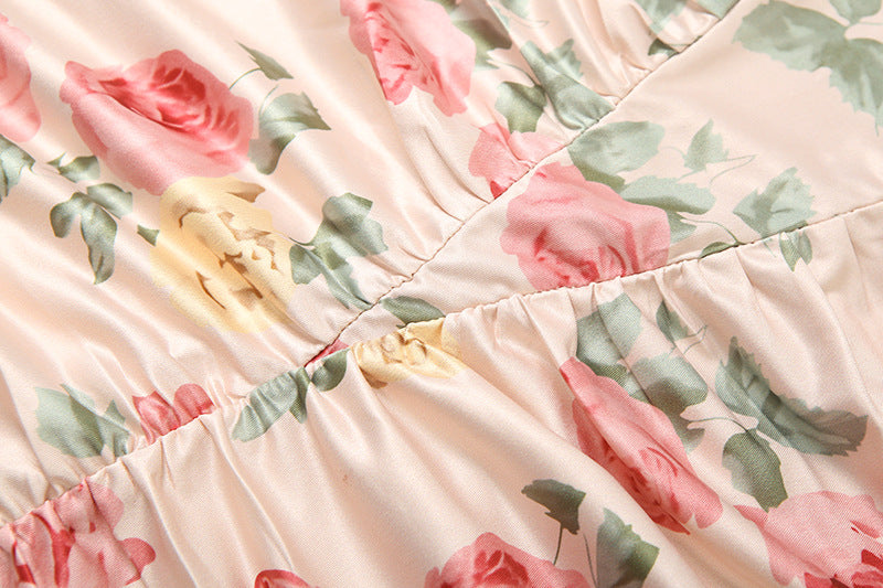 Long sleeve flower print ruched midi dress | Festival Outfits Women