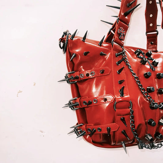 PU leather rivet metal chain handbag | Festival Outfits Women