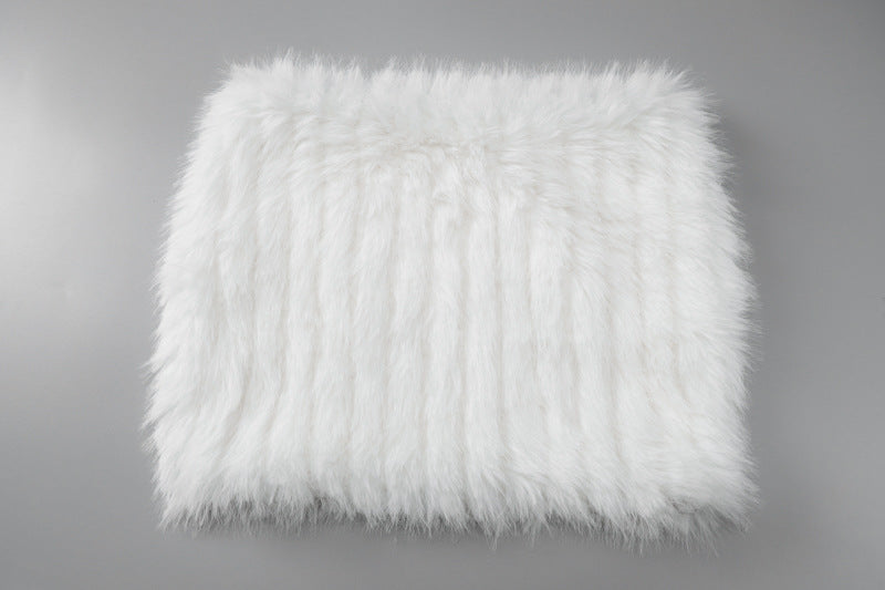 Fluffy backless tube mini skirt set | Festival Outfits Women