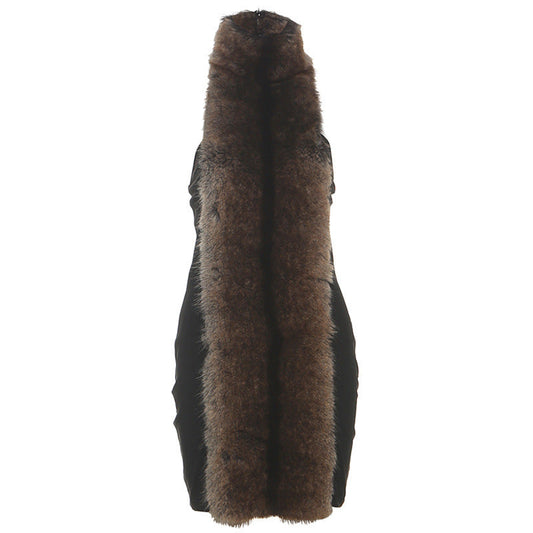 Halter fluffy backless mini dress | Festival Outfits Women