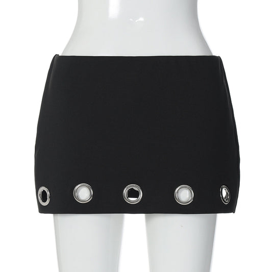 Hollow out A line solid cut out mini skirt | Festival Outfits Women