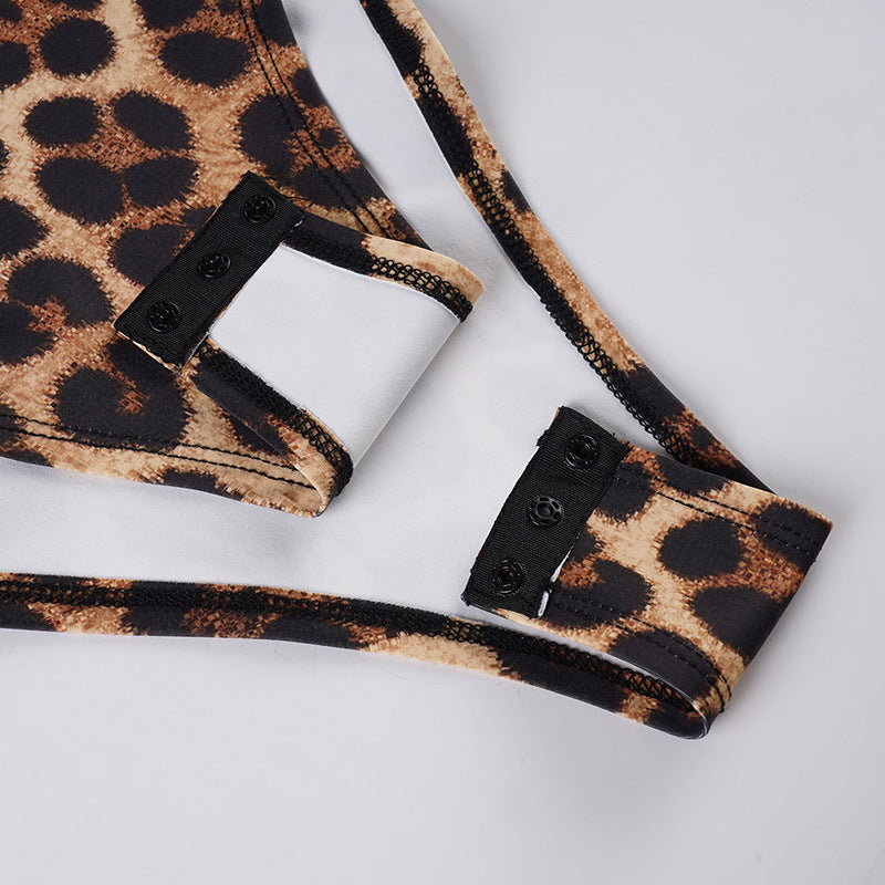 V neck long sleeve leopard print bodysuit | Festival Outfits Women