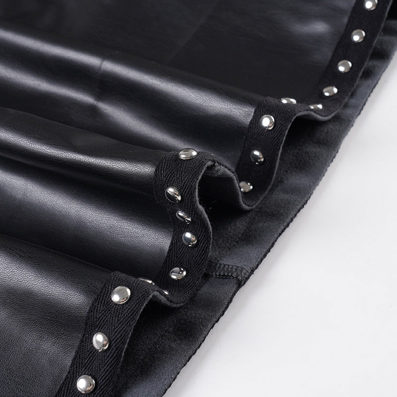 Metal chain zip-up PU leather pocket mini skirt Cargo Mini Skirt | Festival Outfits Women