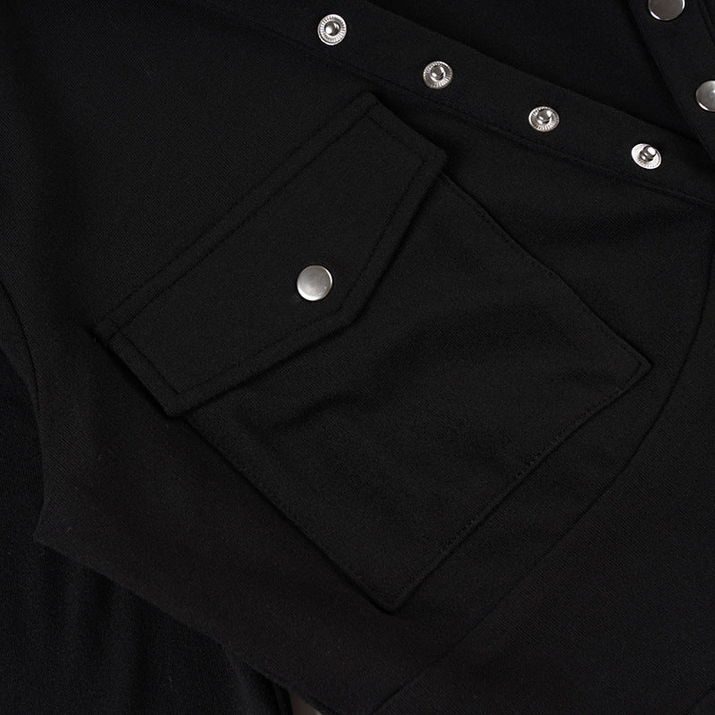 V neck button long sleeve hoodie solid top | Festival Outfits Women