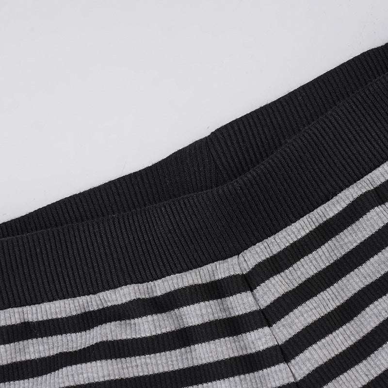 Long sleeve striped square neck low rise pant set | Festival Outfits Women