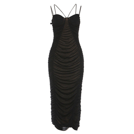Ruched mesh cami maxi dress | Festival Outfits Women