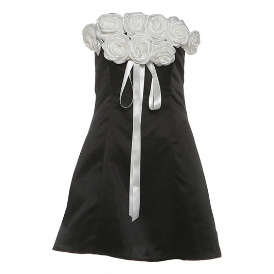 Flower applique zip-up mini dress | Festival Outfits Women