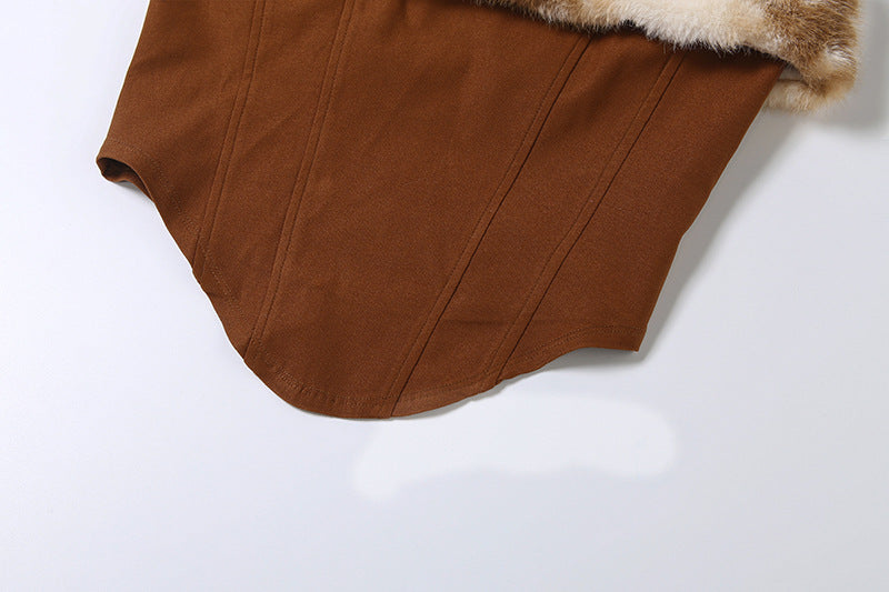 Fluffy zip-up backless tube top | Festival Outfits Women