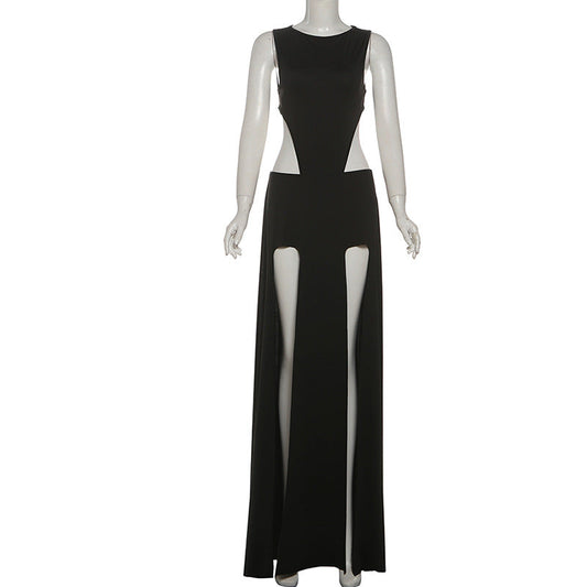 Crewneck sleeveless button slit maxi skirt set | Festival Outfits Women