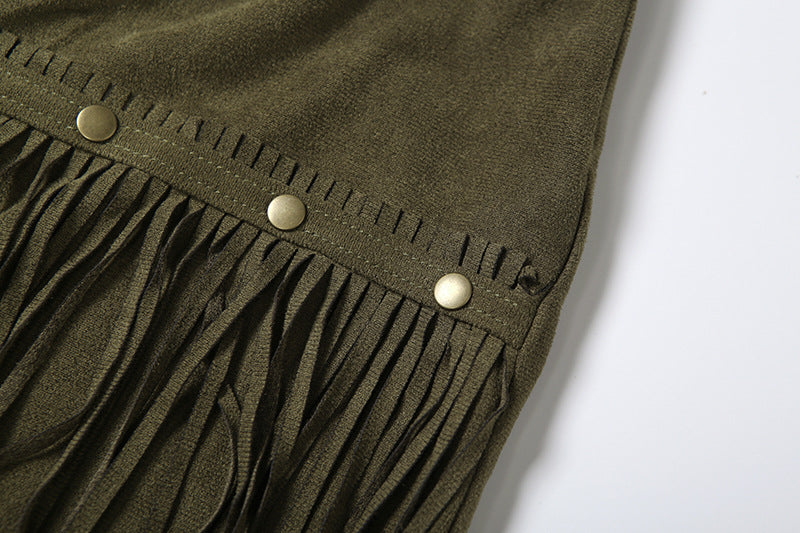 Tassels solid A line mini skirt | Festival Outfits Women