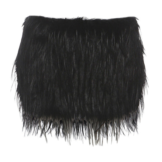 Fluffy solid zip-up mini skirt | Festival Outfits Women