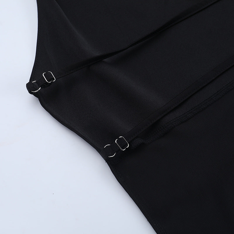 Halter backless solid button pant set | Festival Outfits Women