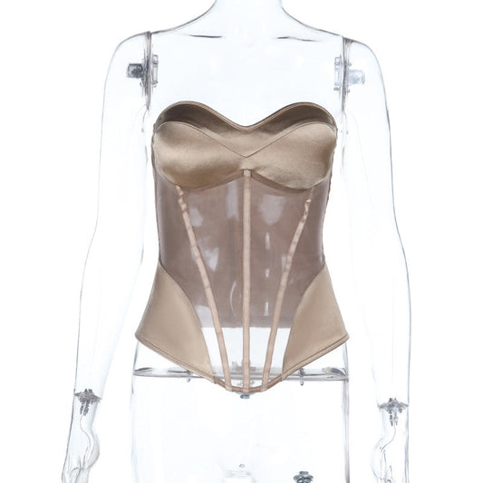 Sweetheart neck corset zip-up padded top | Festival Outfits Women