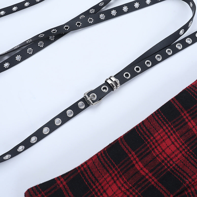 Plaid irregular A line contrast mini skirt | Festival Outfits Women