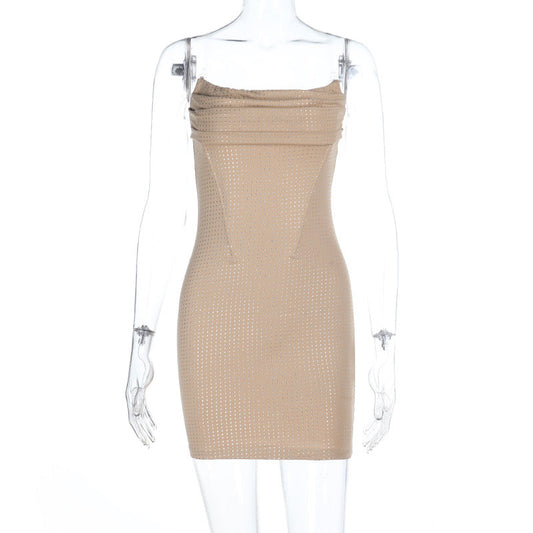U neck ruched backless cami mini dress | Festival Outfits Women