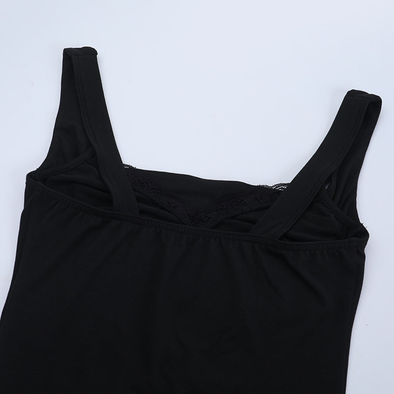 V neck lace hem low rise backless cami pant set | Festival Outfits Women