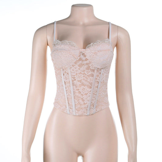 Lace corset v neck backless cami top | Festival Outfits Women