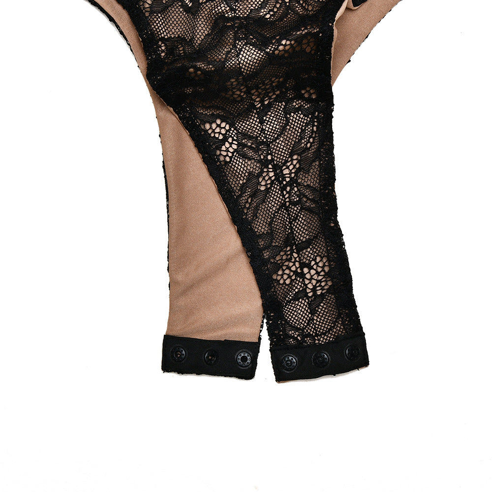 Long sleeve lace v neck button bodysuit | Festival Outfits Women