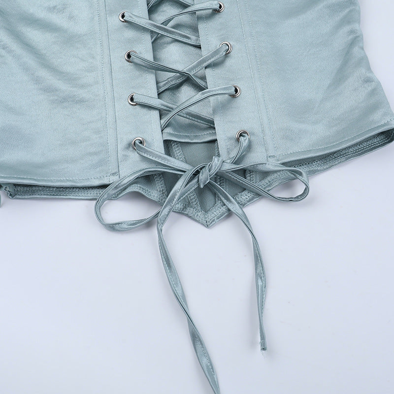 Lace up v neck corset backless cami top | Festival Outfits Women