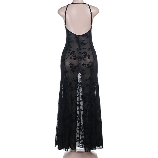 Hollow out see through v neck cami cut out maxi dress | Festival Outfits Women