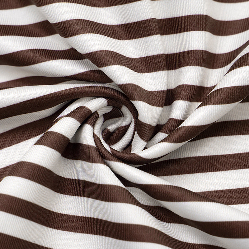 Halter self tie striped print backless v neck top | Festival Outfits Women