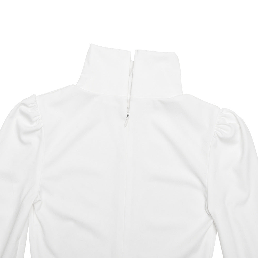 High neck long flared sleeve zip-up contrast romper | Festival Outfits Women